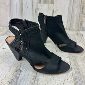 Vince Camuto Women Boot 8 Black Bootie Buckle Tooling Cone High